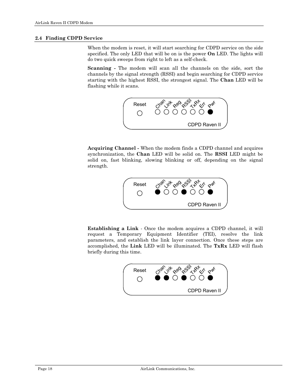 Finding cdpd service | Airlink Raven II User Manual | Page 22 / 32