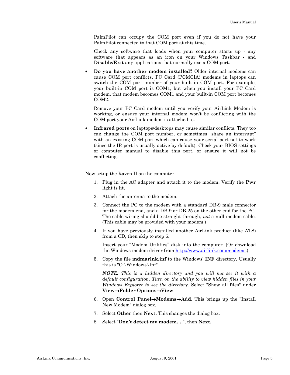 Airlink Raven II User Manual | Page 9 / 32