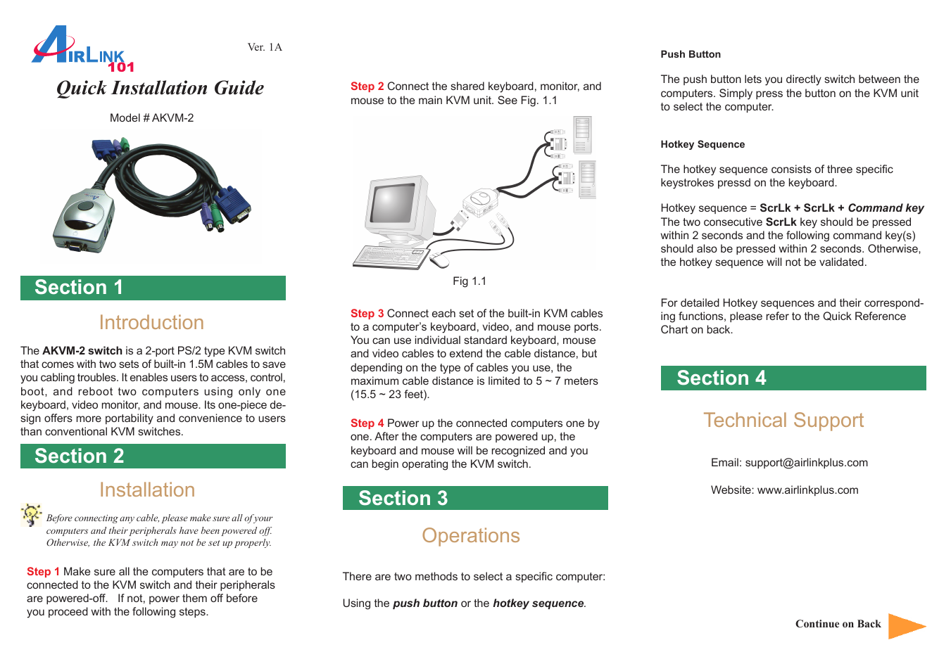 Airlink AKVM-2 User Manual | 2 pages