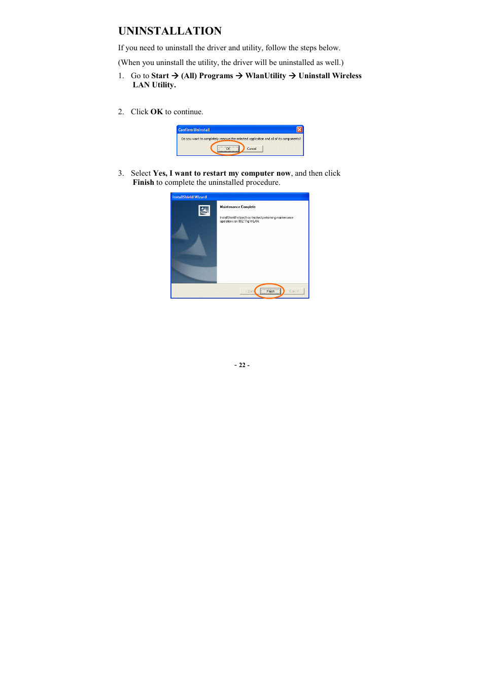 Uninstallation | Airlink AWLH3025 User Manual | Page 26 / 27