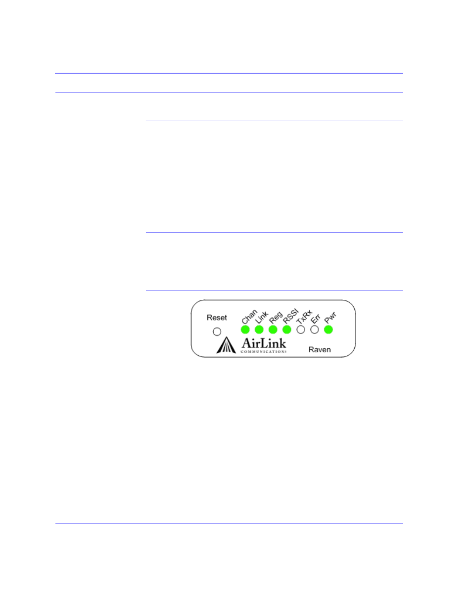 Configuring the raven using at commands, Raven indicator lights, Figure 2. raven indicator lights | Raven indicator lights 12 | Airlink Raven GPRS User Manual | Page 20 / 107