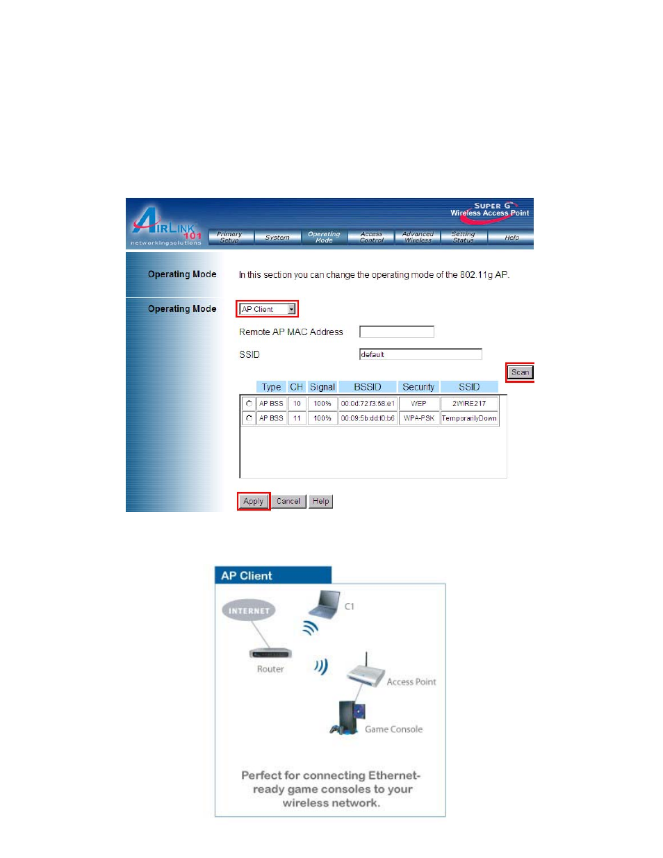 Ap client | Airlink AP431W User Manual | Page 10 / 14