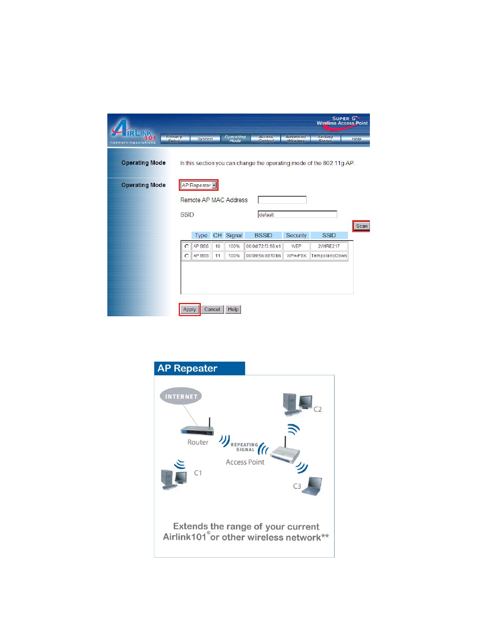 Ap repeater | Airlink AP431W User Manual | Page 11 / 14