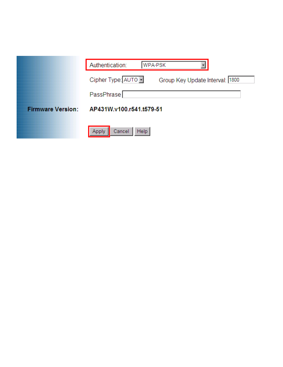 Wpa-psk (wifi protected access-pre shared key) | Airlink AP431W User Manual | Page 8 / 14
