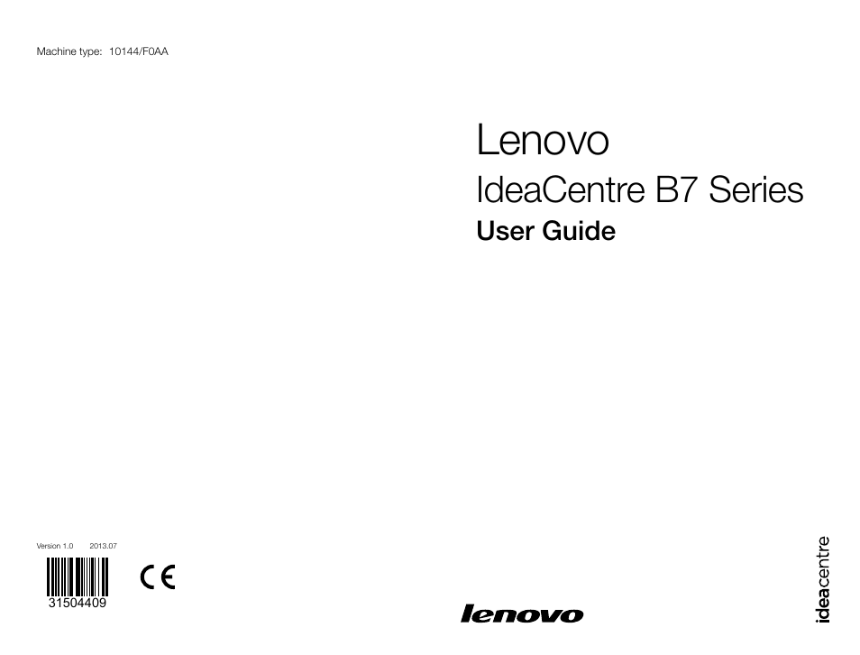 Lenovo IdeaCentre B750 All-in-One User Manual | 53 pages