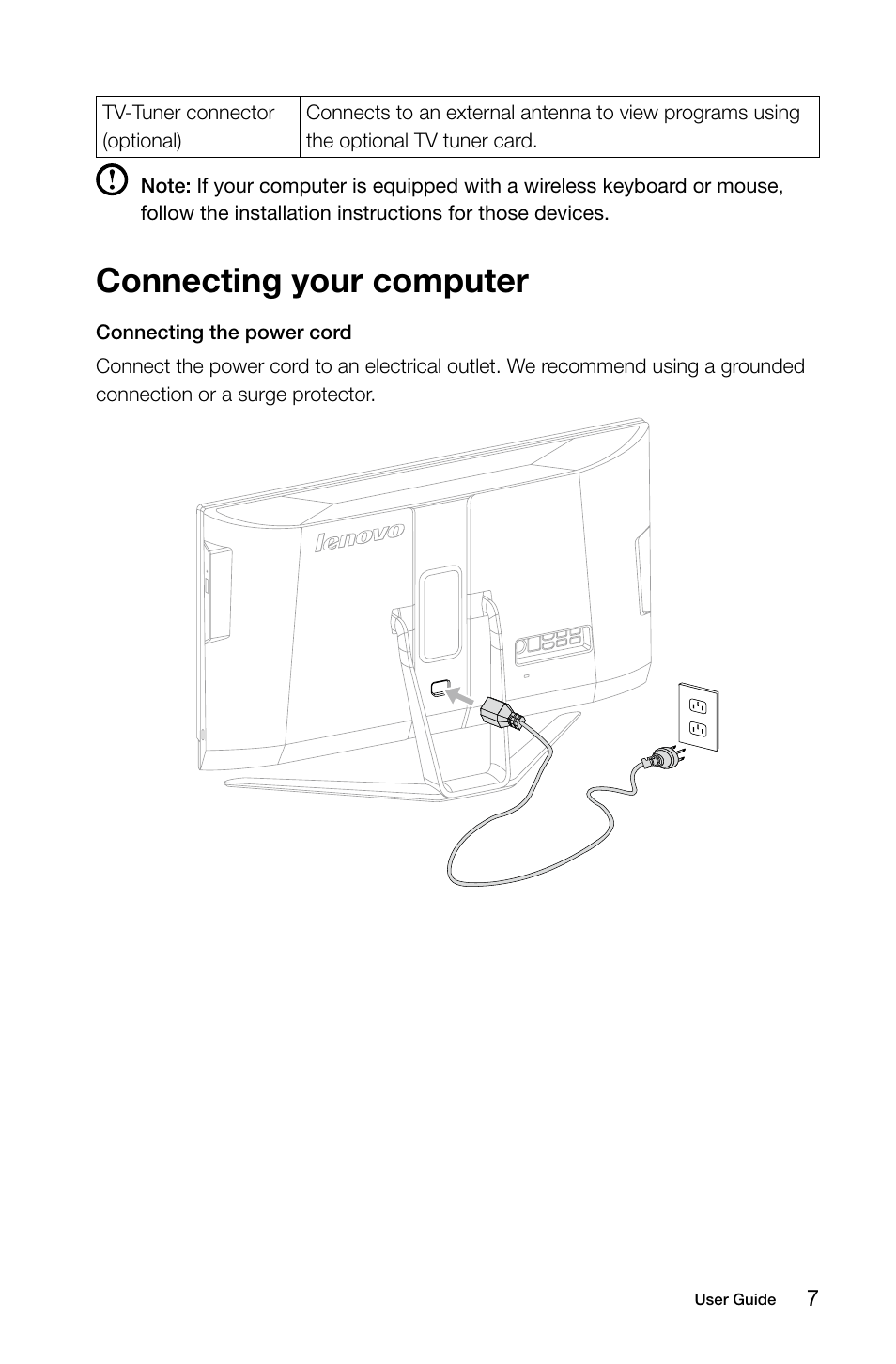 Connecting your computer | Lenovo IdeaCentre B750 All-in-One User Manual | Page 12 / 53