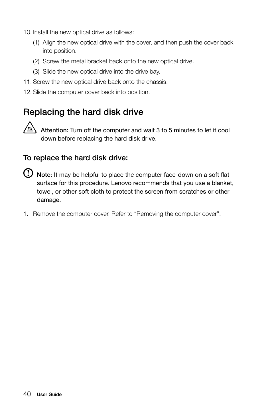 Replacing the hard disk drive | Lenovo IdeaCentre B750 All-in-One User Manual | Page 45 / 53