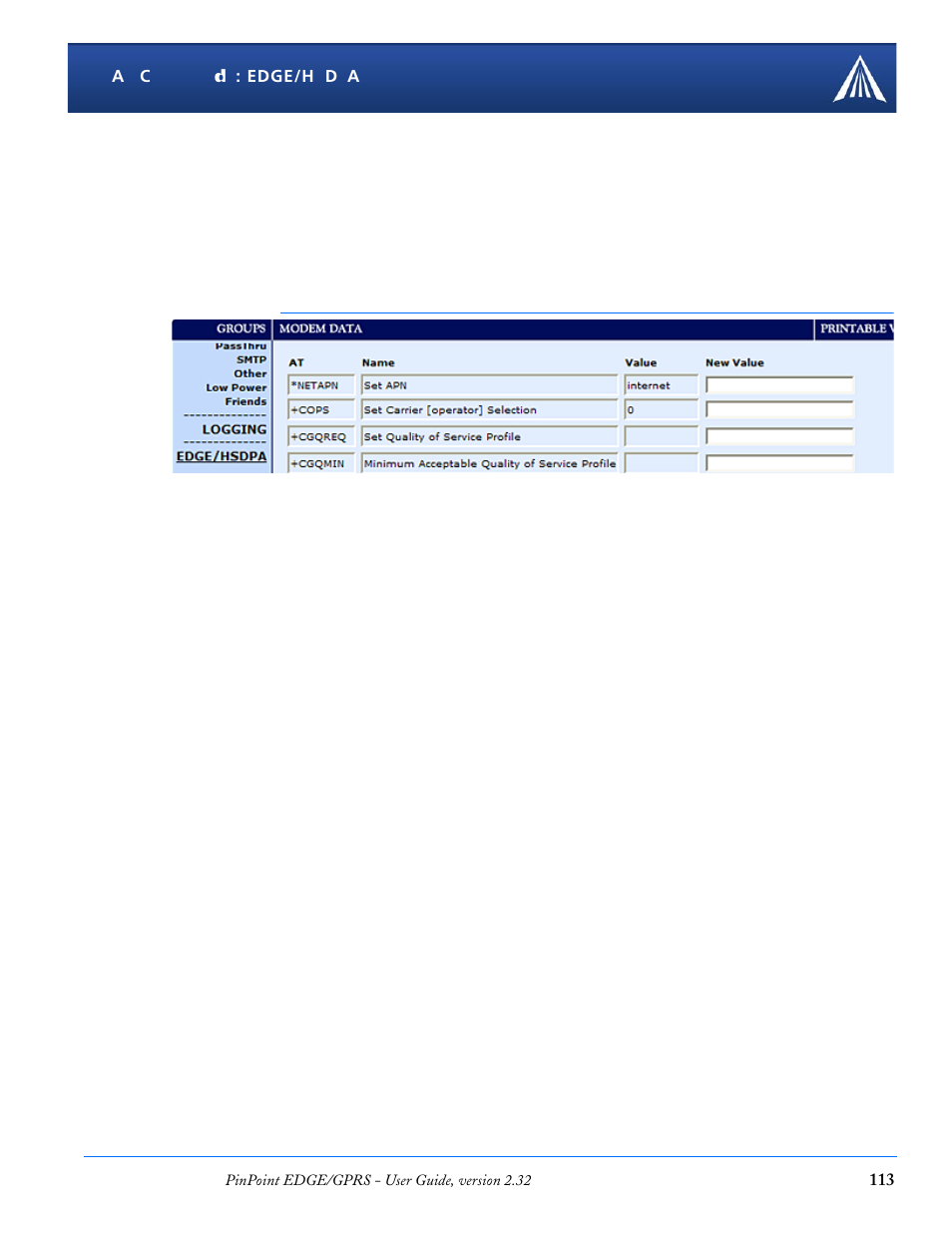 Edge/hsdpa | Airlink PinPoint EDGE/GPRS User Manual | Page 119 / 156