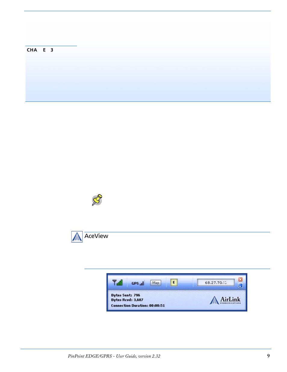 Chapter 3 utilities for the pinpoint, Aceview, Utilities for the pinpoint | Airlink PinPoint EDGE/GPRS User Manual | Page 15 / 156