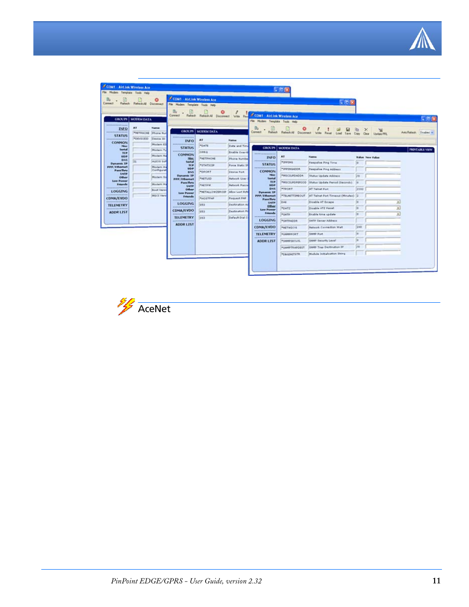 Acenet | Airlink PinPoint EDGE/GPRS User Manual | Page 17 / 156