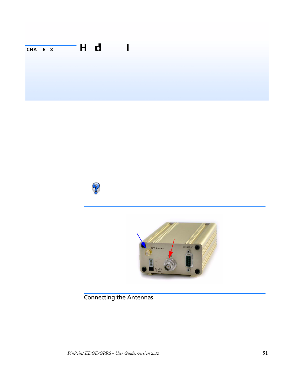 Chapter 8 hardware installation, Connecting the antennas, Hardware installation | Airlink PinPoint EDGE/GPRS User Manual | Page 57 / 156