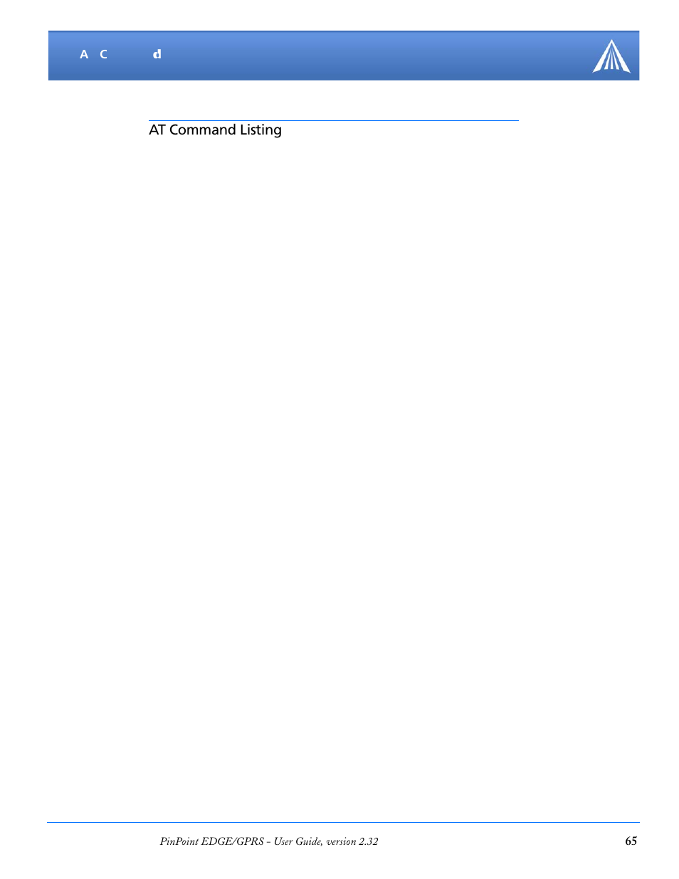 At command listing | Airlink PinPoint EDGE/GPRS User Manual | Page 71 / 156