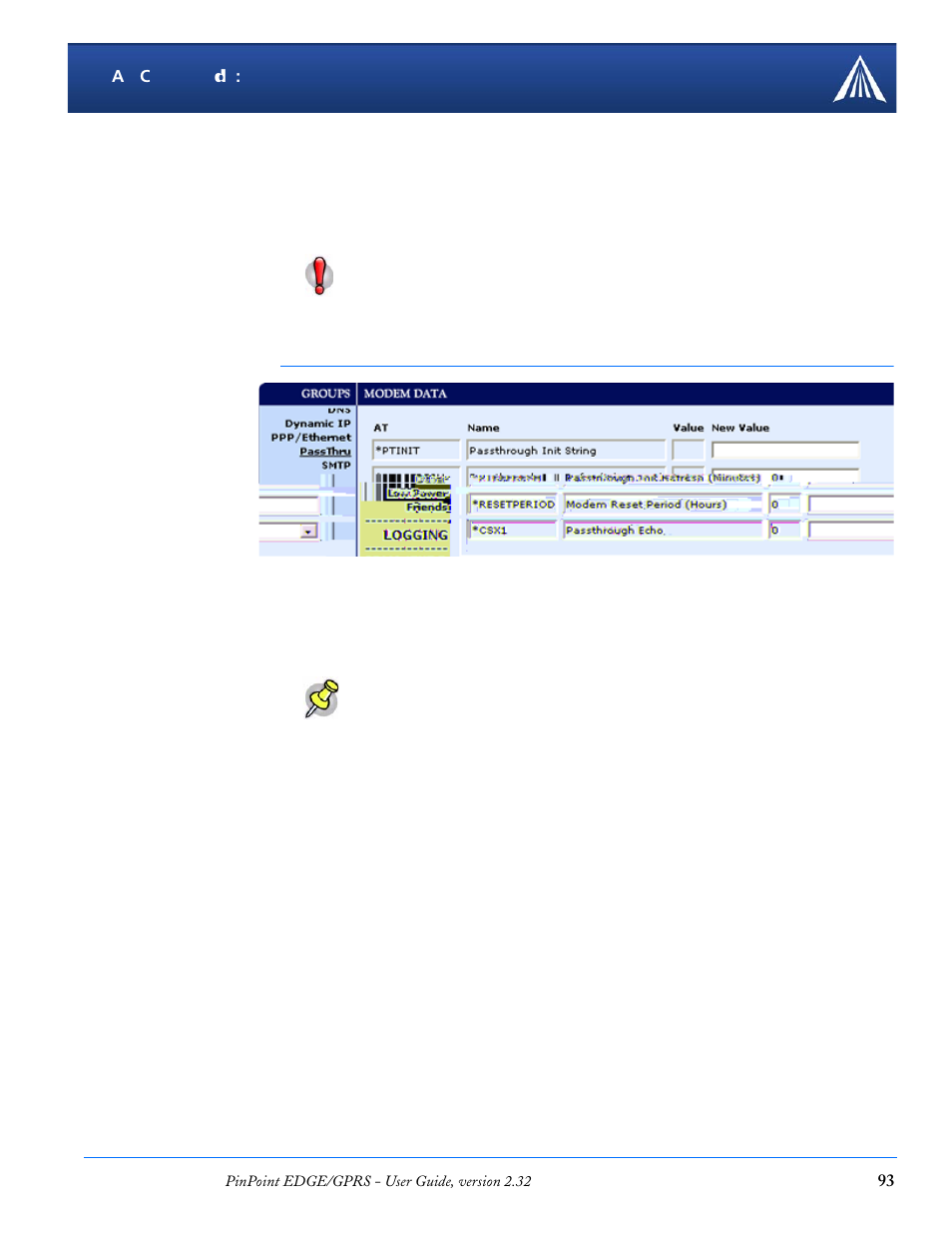 Passthru | Airlink PinPoint EDGE/GPRS User Manual | Page 99 / 156
