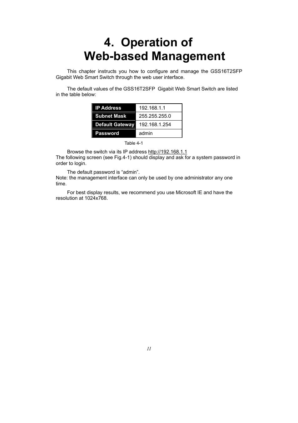 Operation of web-based management | Alloy Computer Products 16-PORT GIGABIT WEB SMART SWITCH GSS-16T2SFP User Manual | Page 17 / 66