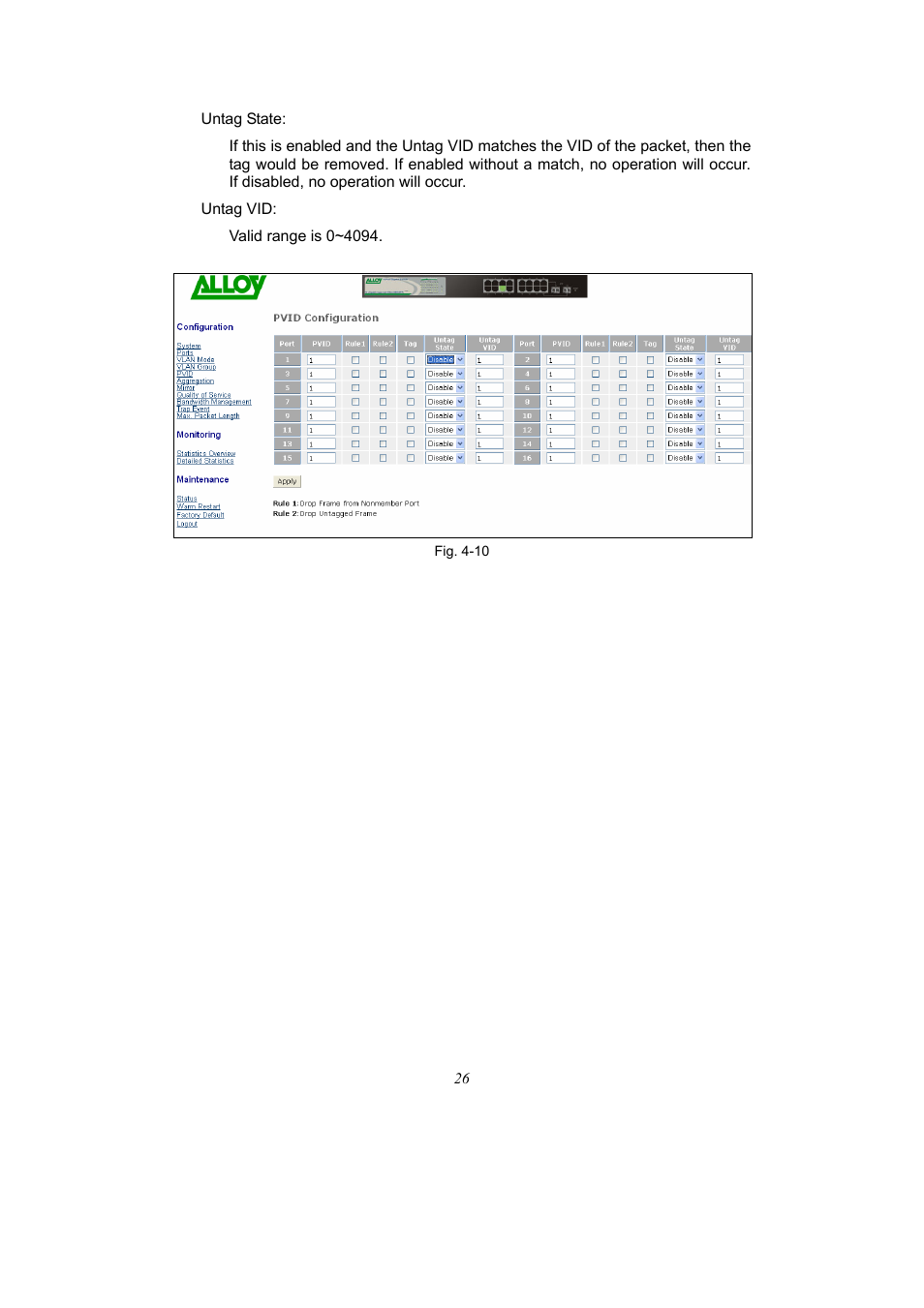 Alloy Computer Products 16-PORT GIGABIT WEB SMART SWITCH GSS-16T2SFP User Manual | Page 32 / 66