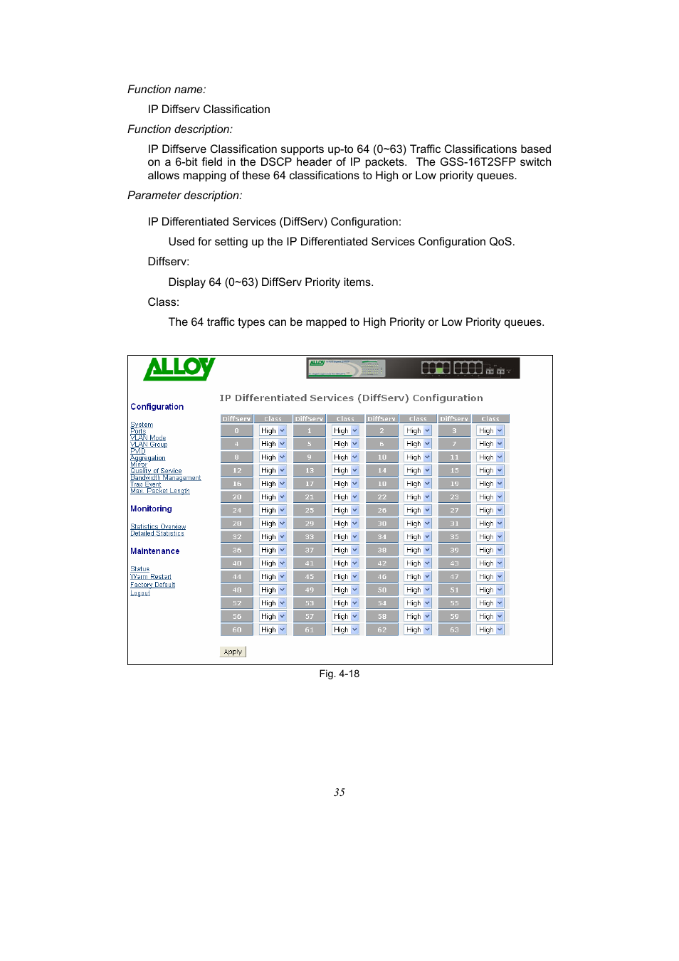 Alloy Computer Products 16-PORT GIGABIT WEB SMART SWITCH GSS-16T2SFP User Manual | Page 41 / 66