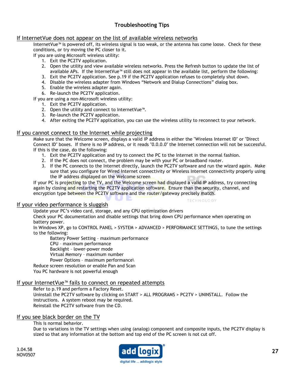 Addlogix IV-2020 User Manual | Page 27 / 29