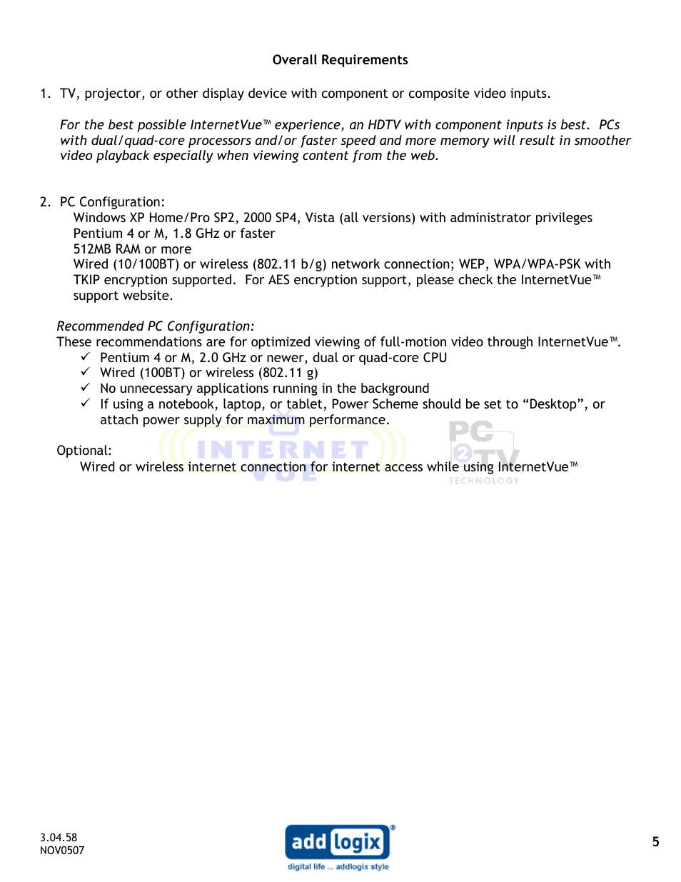 Addlogix IV-2020 User Manual | Page 5 / 29