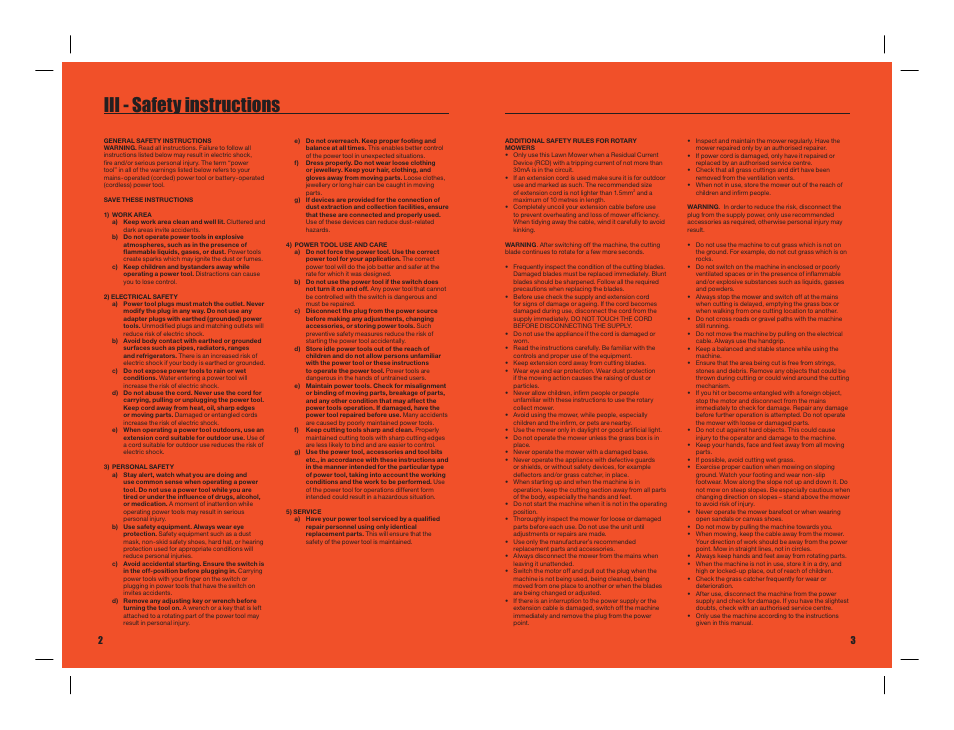 Iii - safety instructions | MAC Allister MAC1700RMA User Manual | Page 4 / 9