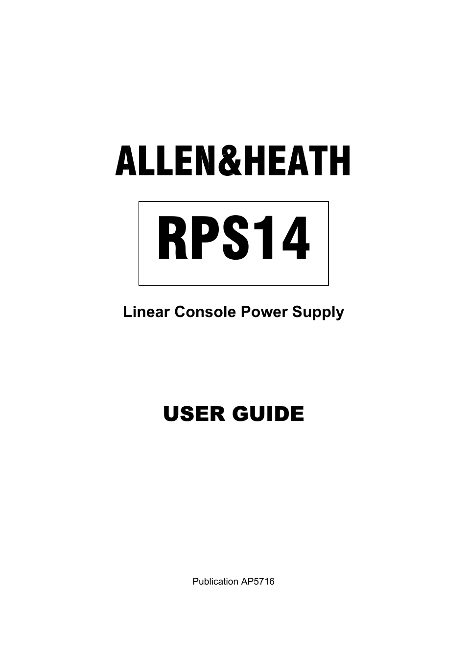 Allen & Heath RPS14 User Manual | 8 pages