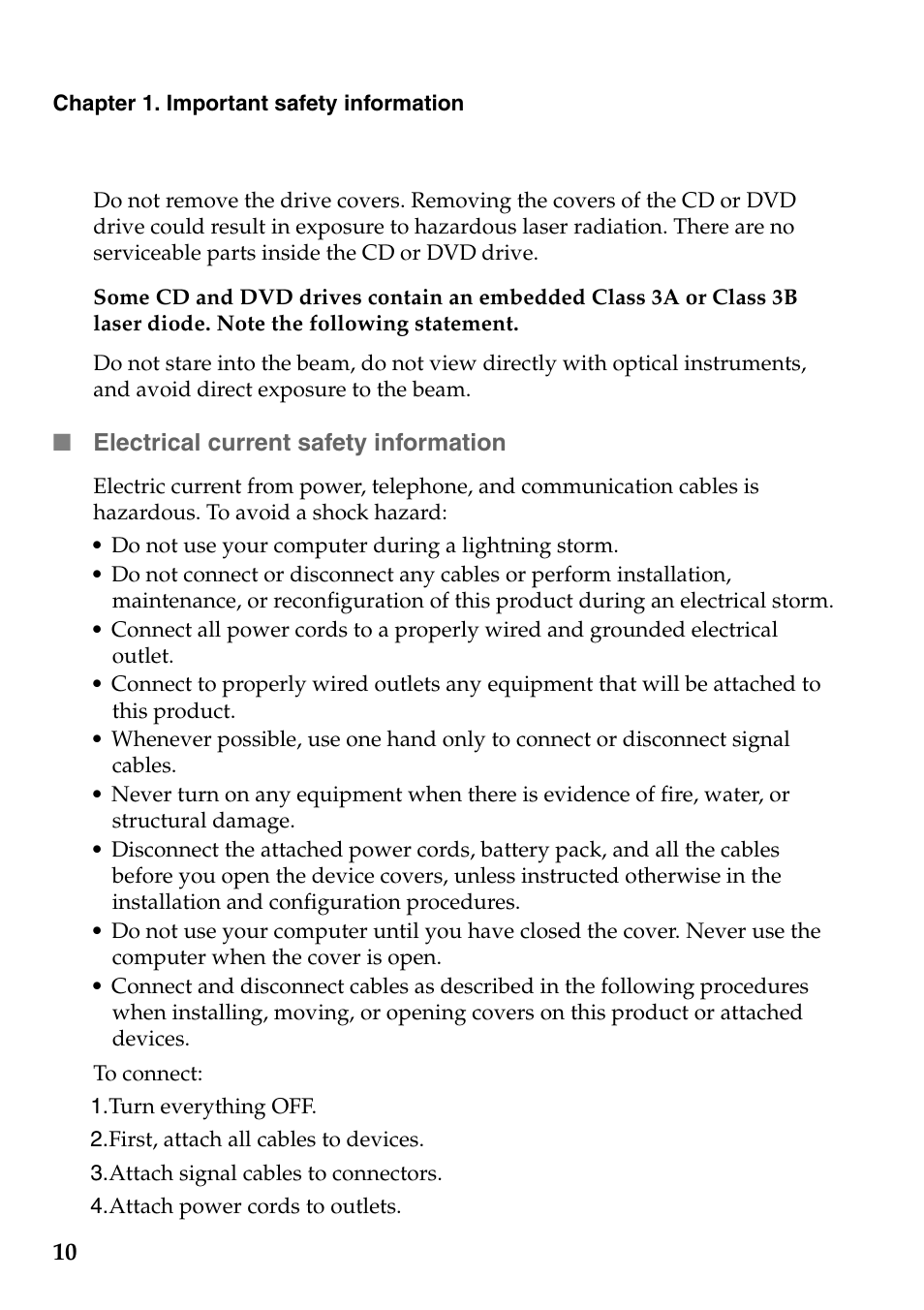 Electrical current safety information | Lenovo Safety and General Information Guide User Manual | Page 15 / 49