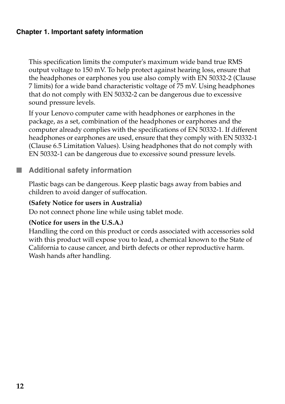 Additional safety information | Lenovo Safety and General Information Guide User Manual | Page 17 / 49
