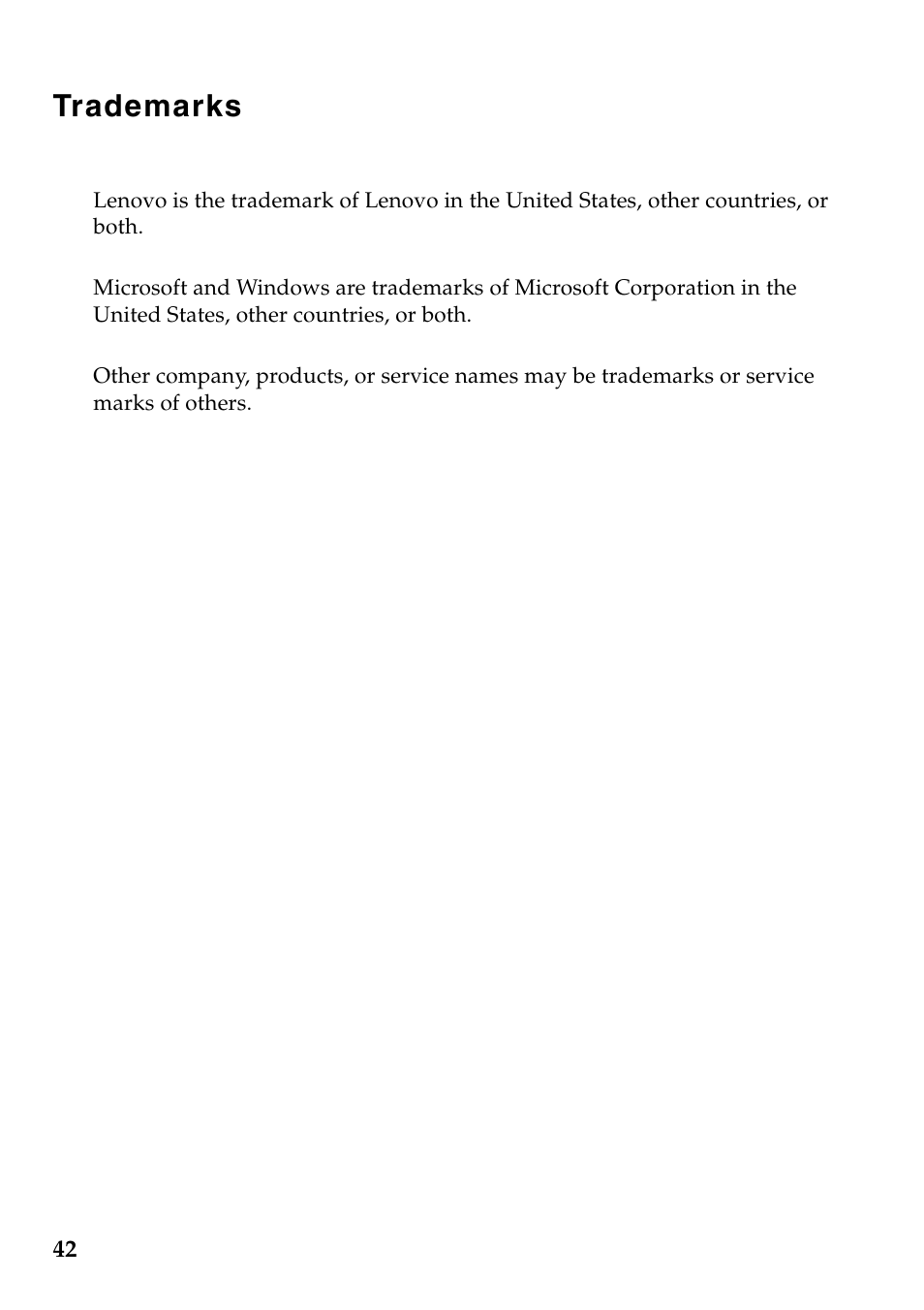 Trademarks | Lenovo Safety and General Information Guide User Manual | Page 47 / 49