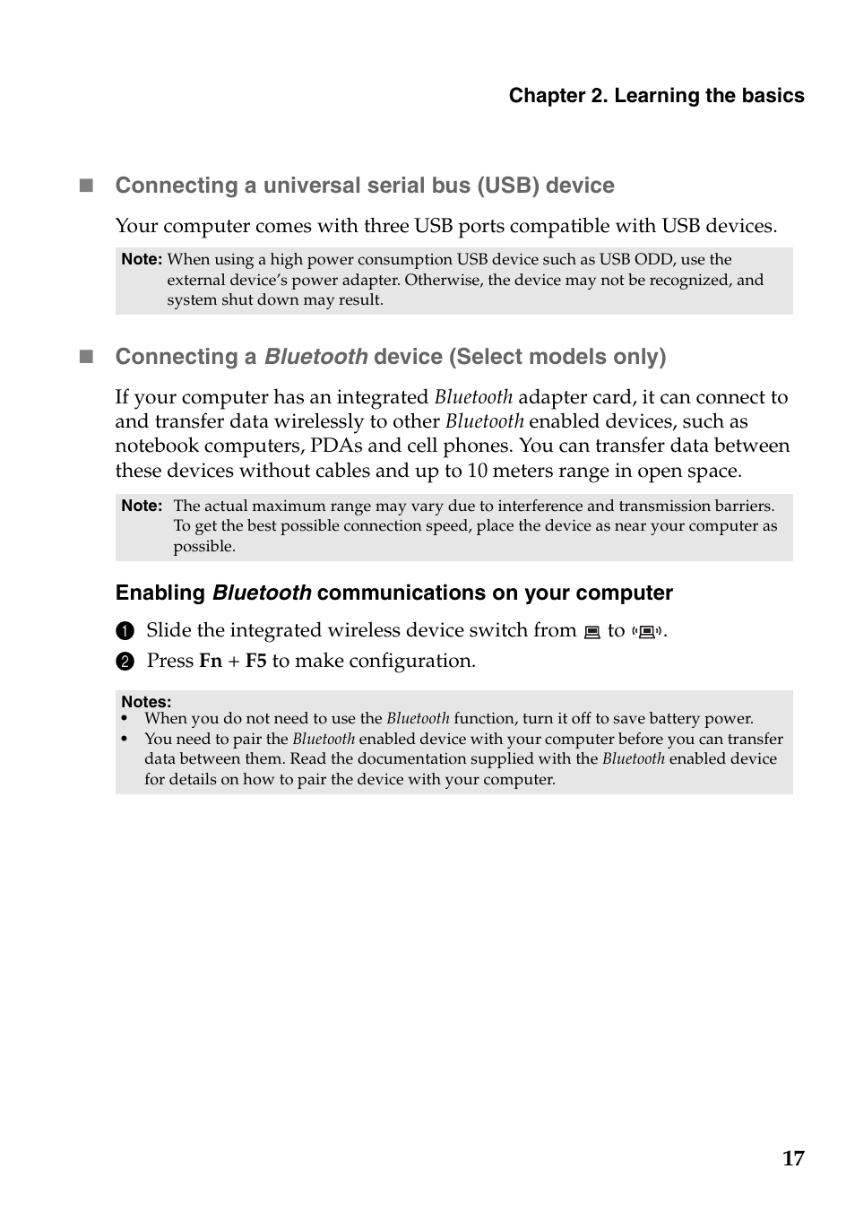 Connecting a bluetooth device (select models only) | Lenovo G465 Notebook User Manual | Page 21 / 70