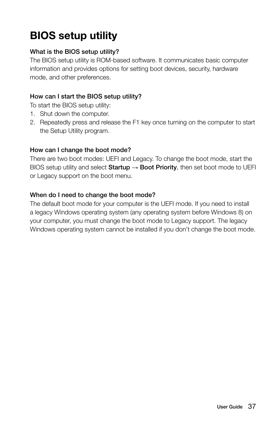 Bios setup utility | Lenovo C540 Touch All-in-One User Manual | Page 42 / 61