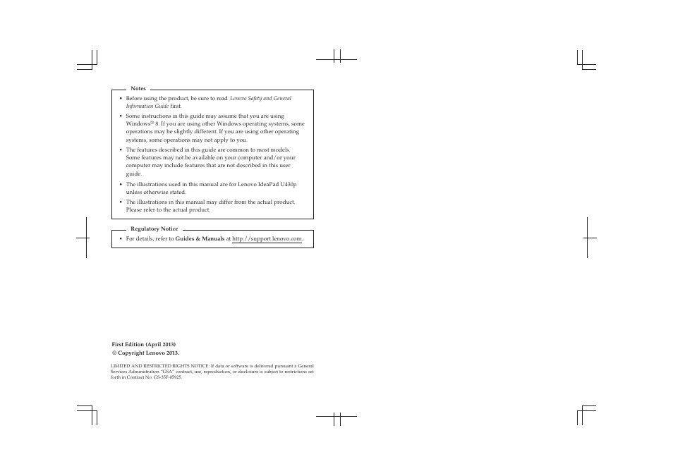 Lenovo IdeaPad U330p Notebook User Manual | Page 2 / 36