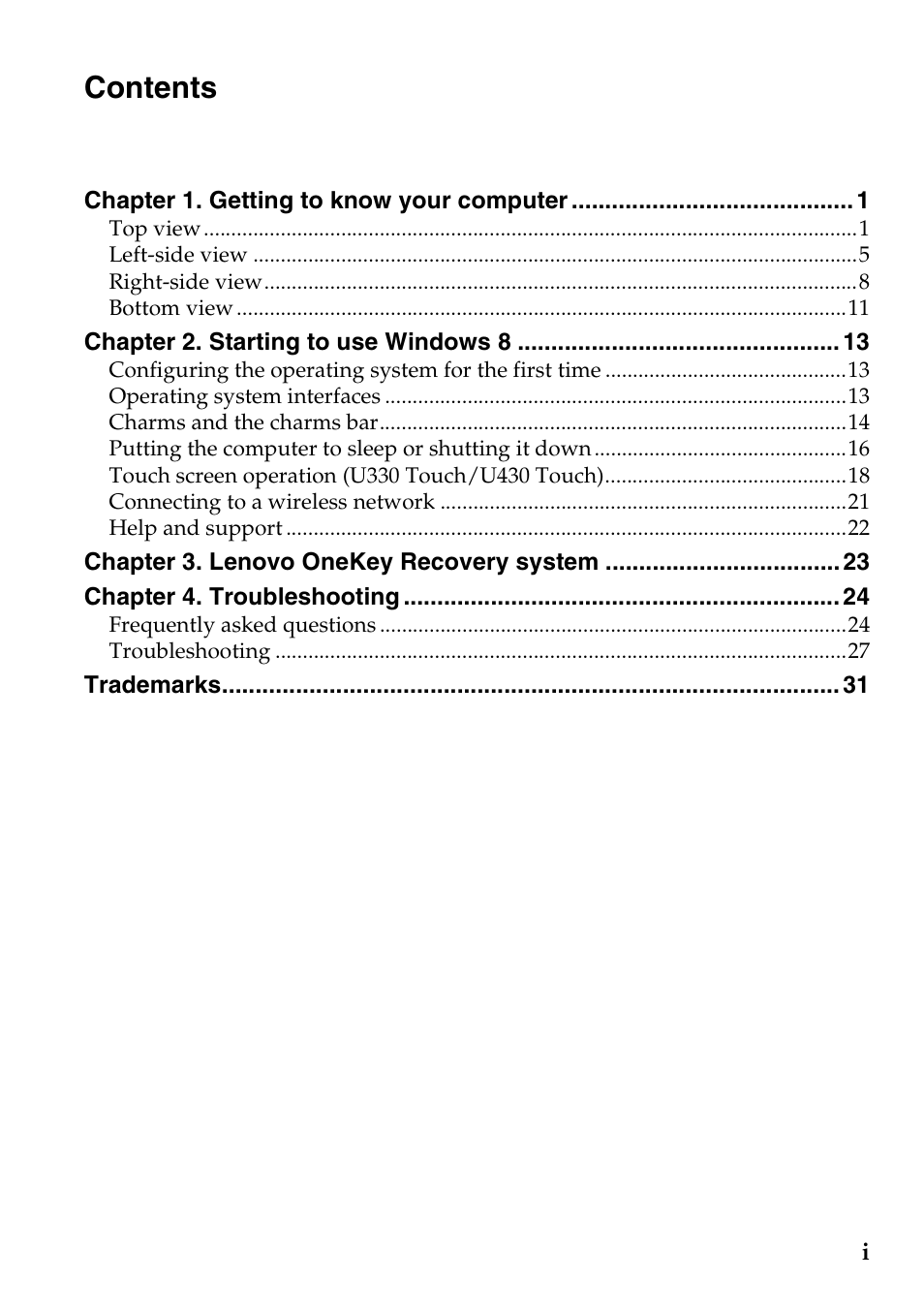 Lenovo IdeaPad U330p Notebook User Manual | Page 3 / 36