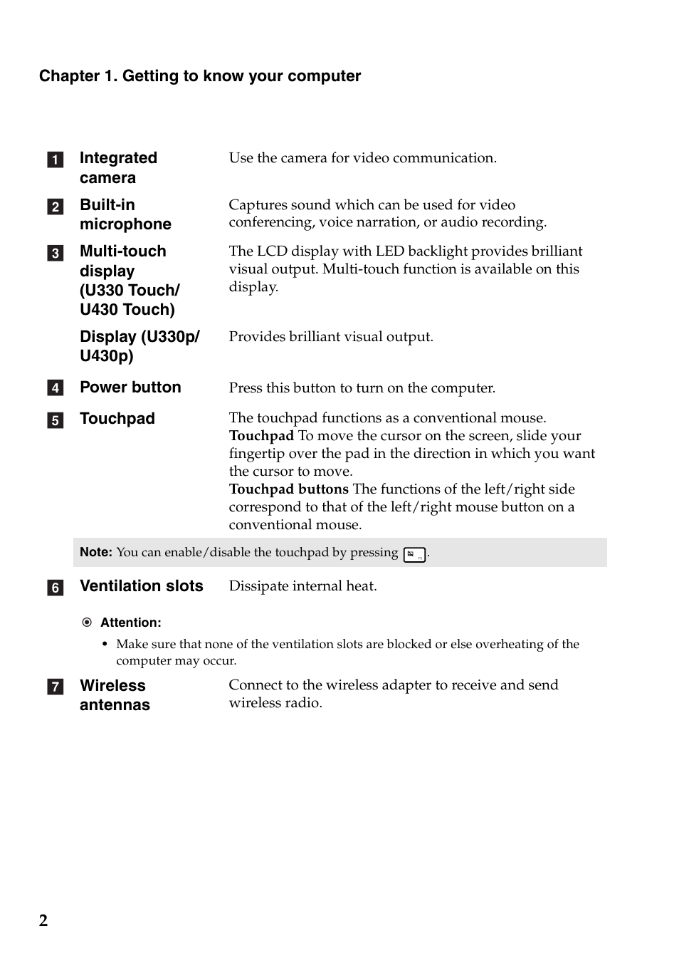 Lenovo IdeaPad U330p Notebook User Manual | Page 6 / 36