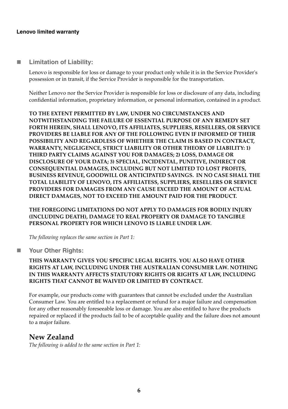 New zealand | Lenovo IdeaPad Y480 User Manual | Page 6 / 18