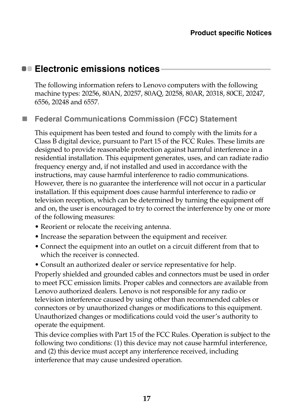 Electronic emissions notices | Lenovo IdeaPad S210 Touch Notebook User Manual | Page 17 / 24