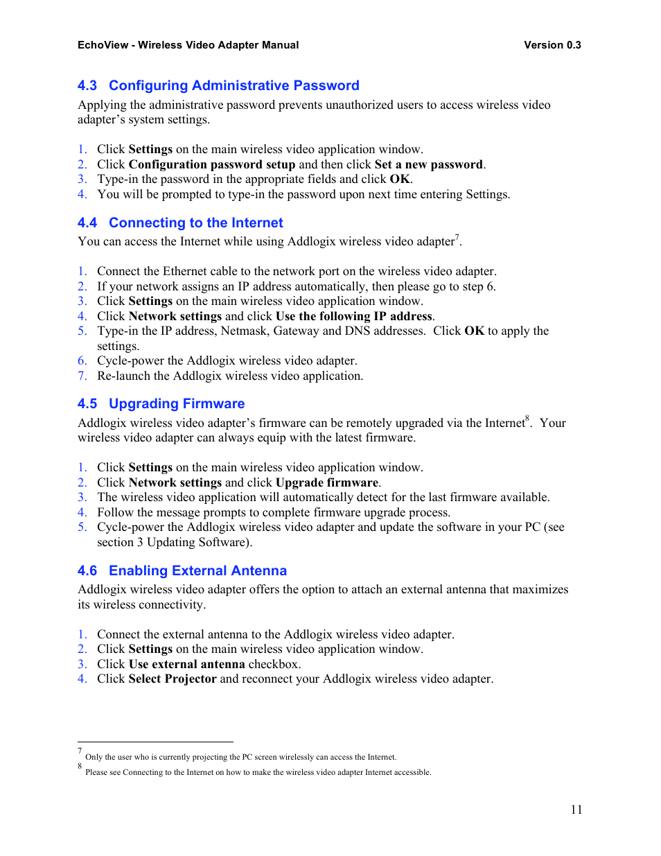 Addlogix EchoView - Wireless Video Adapter User Manual | Page 11 / 13