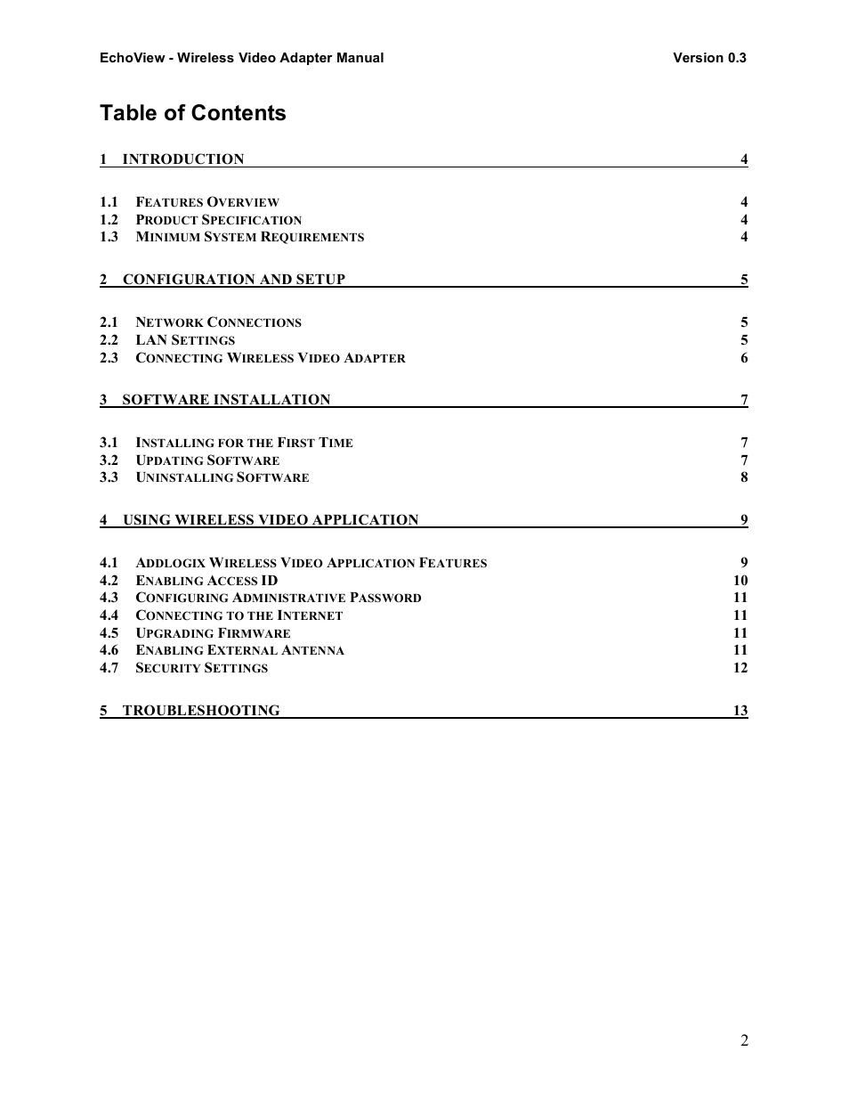 Addlogix EchoView - Wireless Video Adapter User Manual | Page 2 / 13