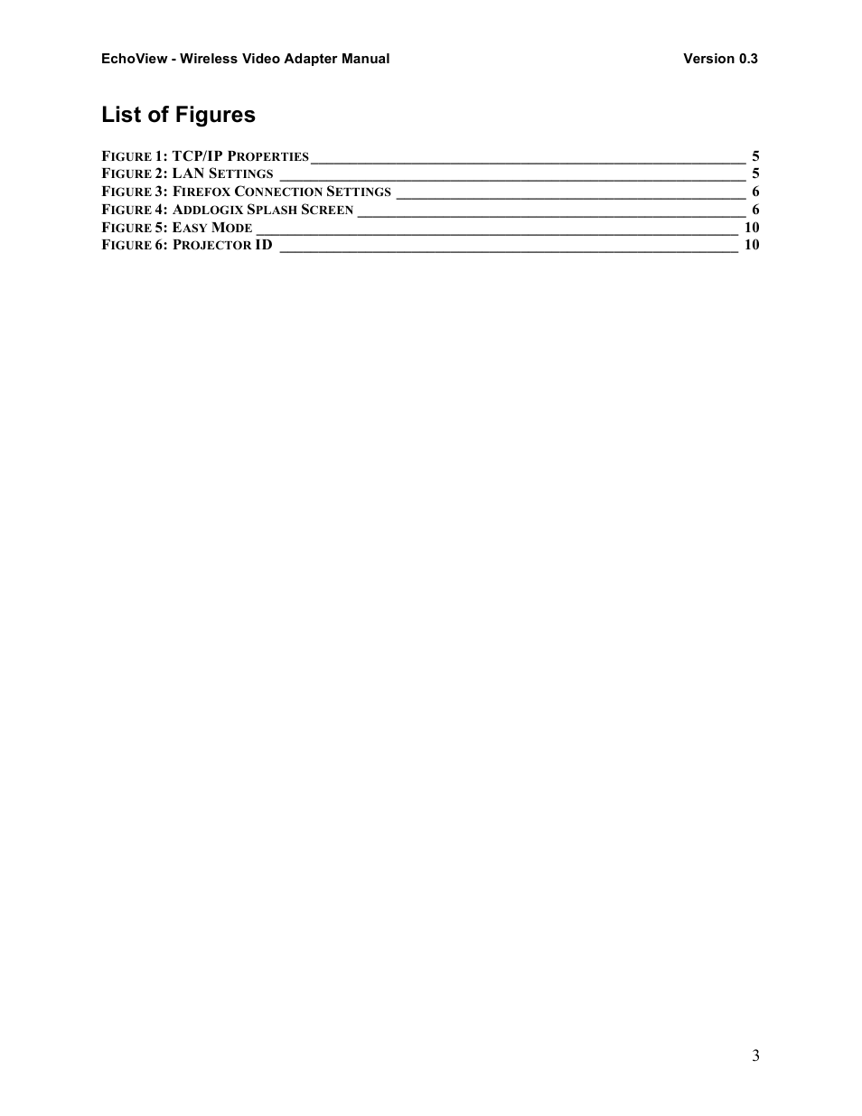 List of figures | Addlogix EchoView - Wireless Video Adapter User Manual | Page 3 / 13