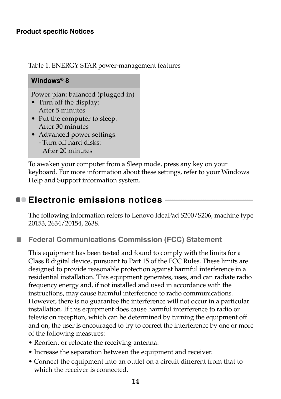 Electronic emissions notices | Lenovo IdeaPad S200 User Manual | Page 14 / 20