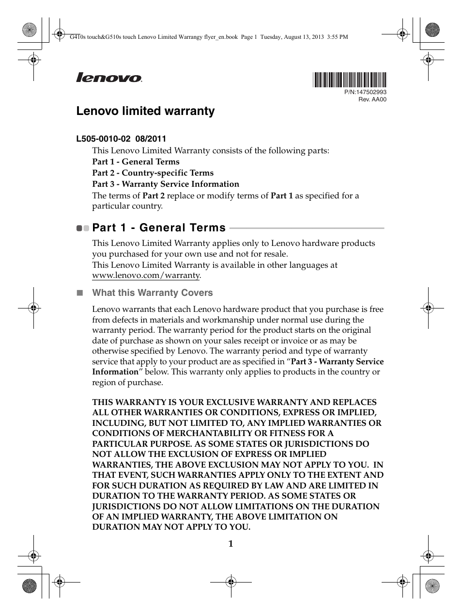 Lenovo G510s Touch Notebook User Manual | 24 pages