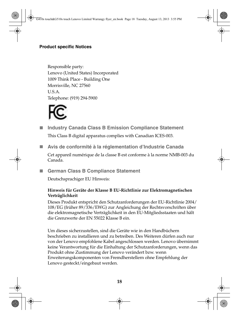 Lenovo G510s Touch Notebook User Manual | Page 18 / 24