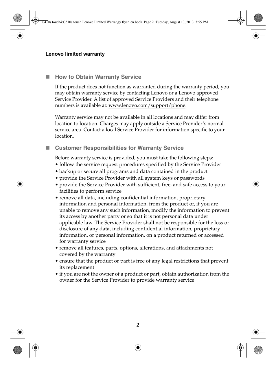 Lenovo G510s Touch Notebook User Manual | Page 2 / 24