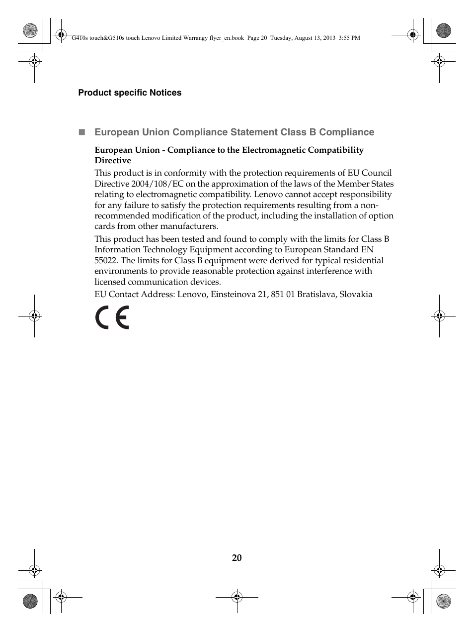 Lenovo G510s Touch Notebook User Manual | Page 20 / 24