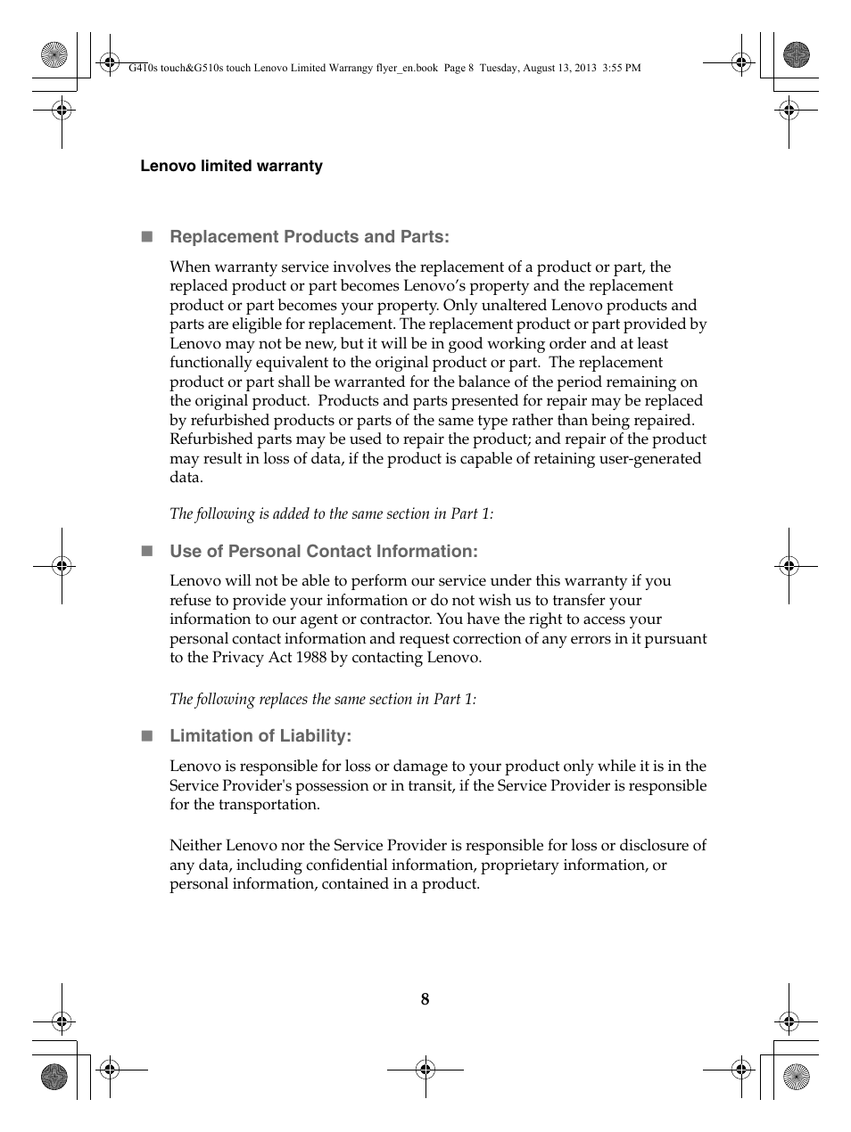 Lenovo G510s Touch Notebook User Manual | Page 8 / 24