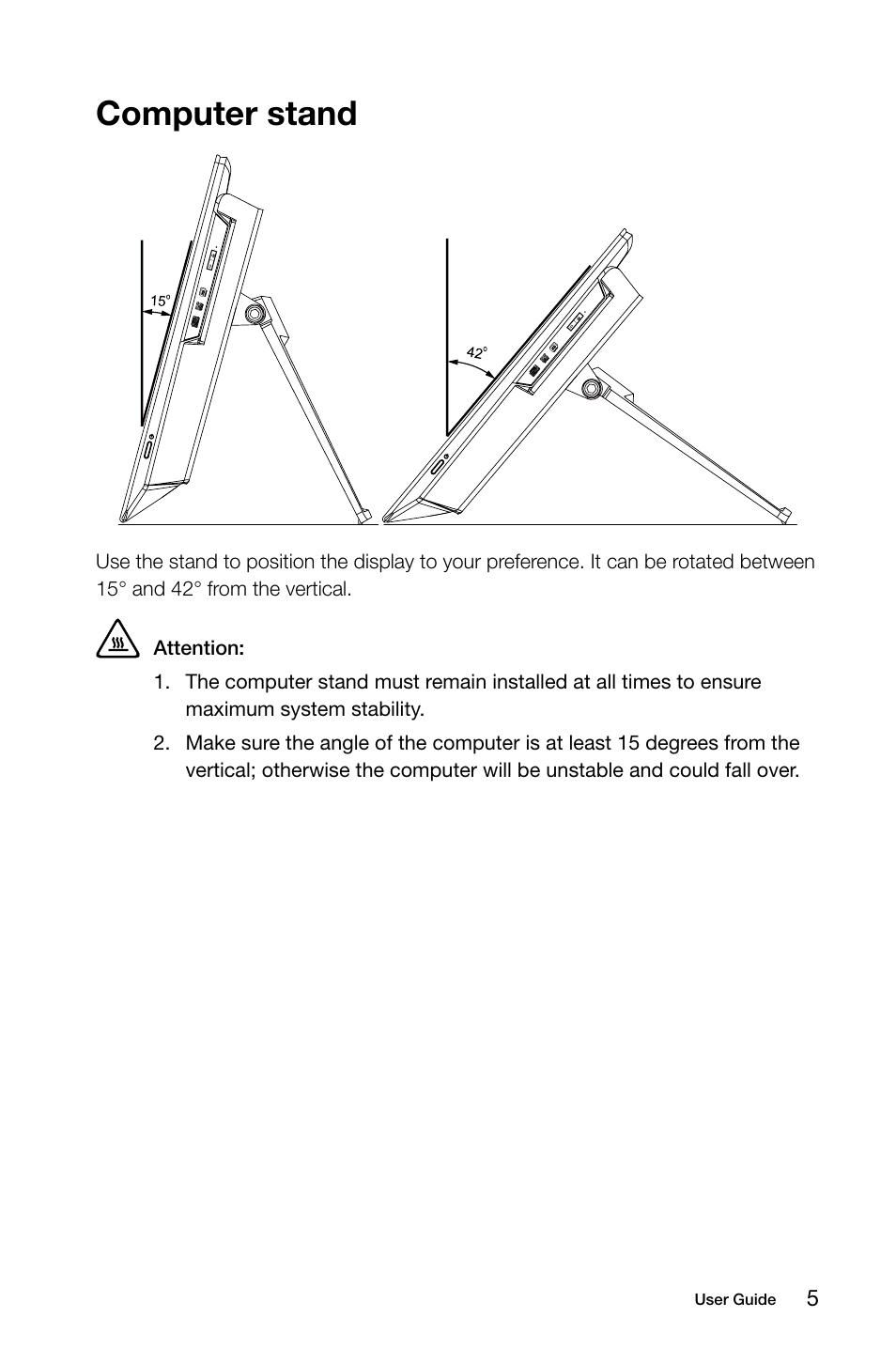 Computer stand | Lenovo IdeaCentre B350 All-in-One User Manual | Page 10 / 63