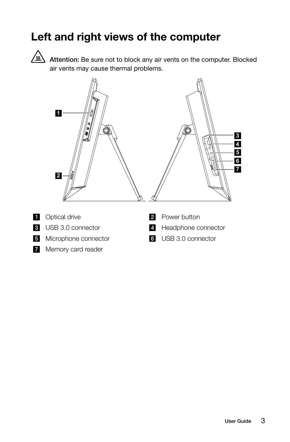 Left and right views of the computer | Lenovo IdeaCentre B350 All-in-One User Manual | Page 8 / 63