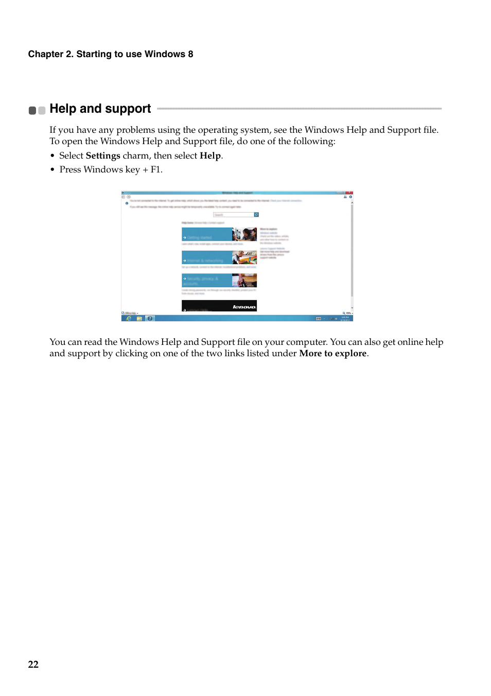 Help and support | Lenovo IdeaPad Z400 Notebook User Manual | Page 26 / 35