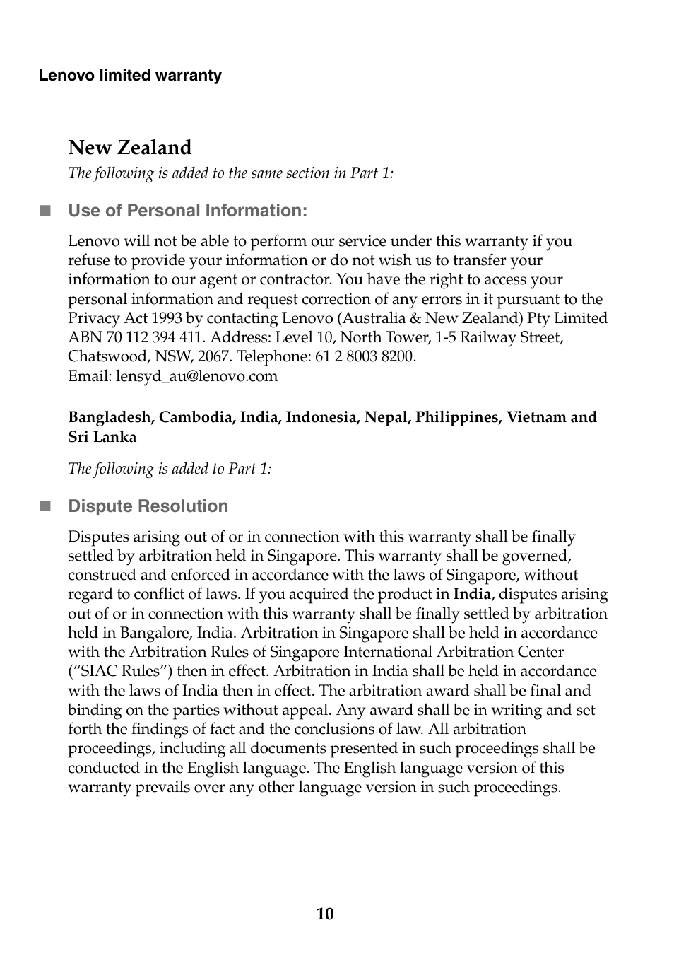 New zealand | Lenovo IdeaPad U310 User Manual | Page 10 / 24
