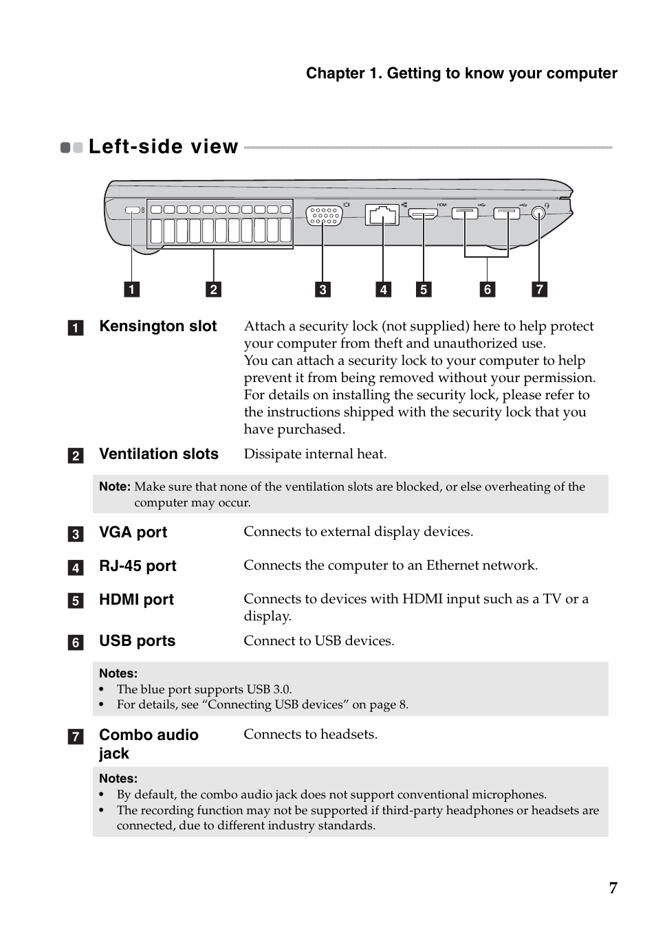 Left-side view | Lenovo G405 Notebook User Manual | Page 11 / 46