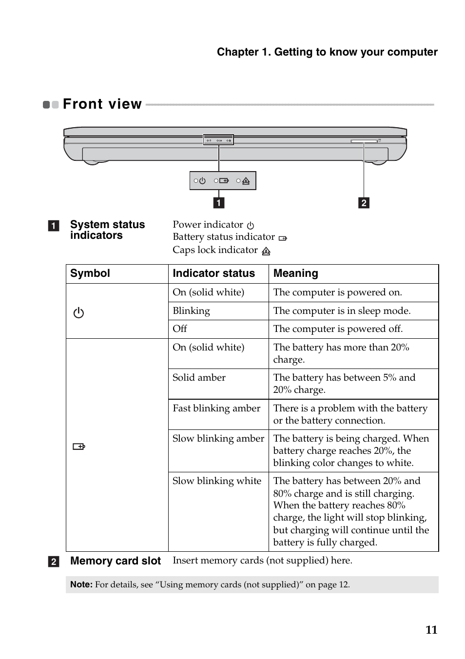 Front view | Lenovo G405 Notebook User Manual | Page 15 / 46