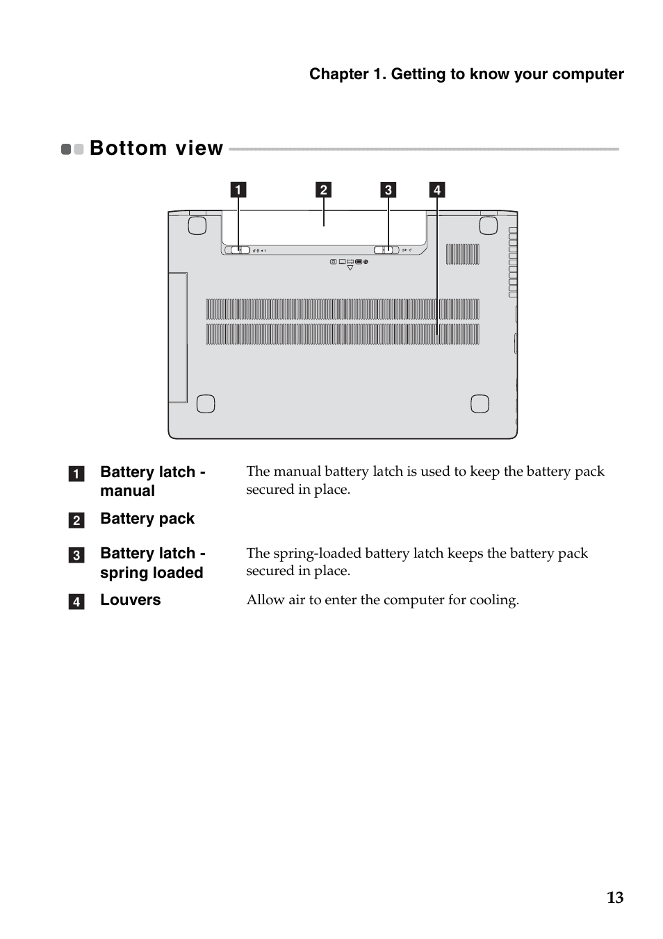 Bottom view | Lenovo G405 Notebook User Manual | Page 17 / 46